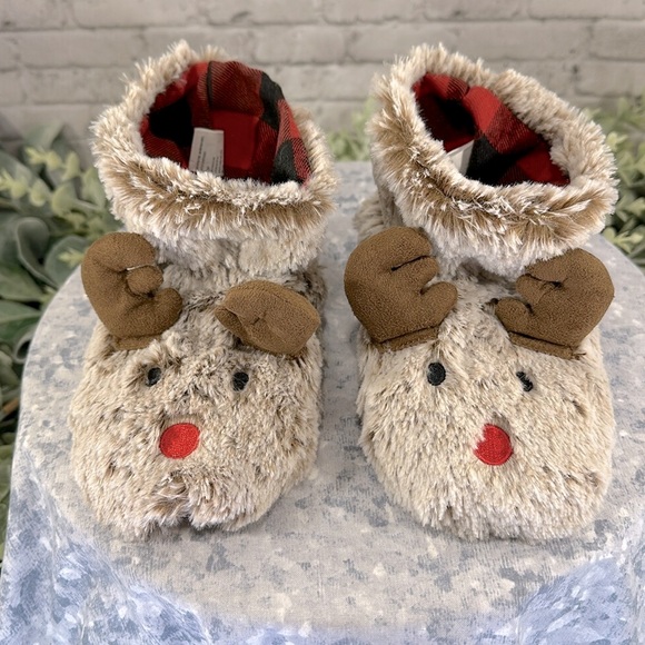 Wondershop Brown Furry Reindeer High-Top Slippers - Toddler Boys 7/8❄️Like New - Picture 2 of 9